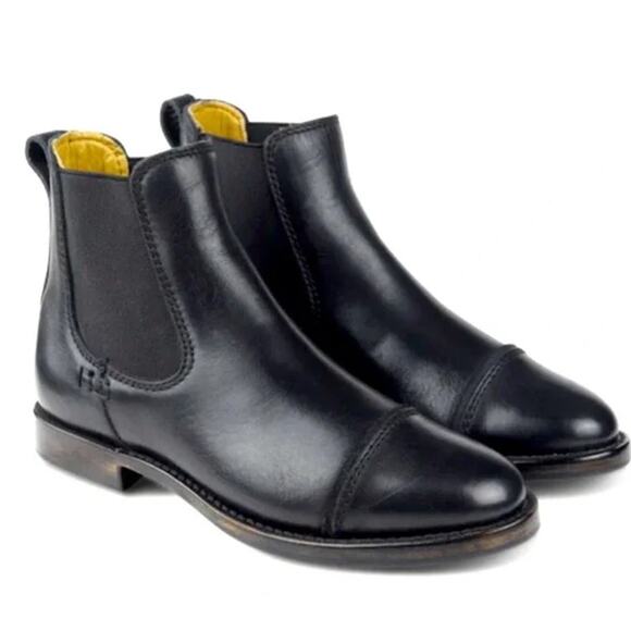 Sutro Santa Ana Leather Boot Pull On Flat Handmade Ankle Boots, Black - Picture 1 of 13